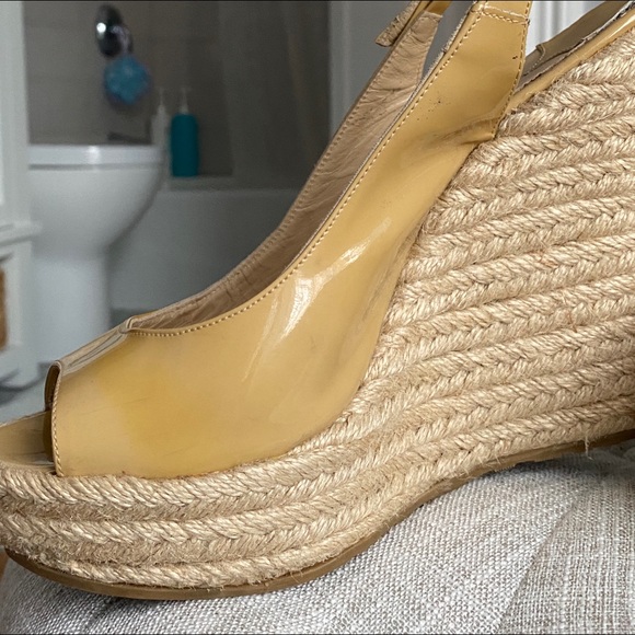 JIMMY CHOO Patent Leather Wedge Sandal with Strap - Picture 5 of 7